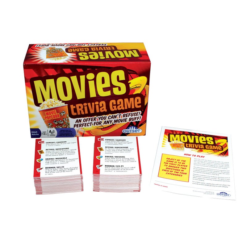 Outset Media Movies Trivia Game - Party Game - Family Game - Travel Game - Fun and Easy to Play - 880 Trivia Questions - for 2 or More Players - Ages 12+ - Image 2